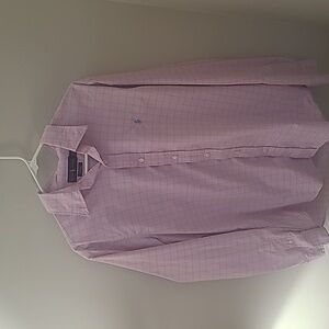 Men's large pink button down polo dress Shirt